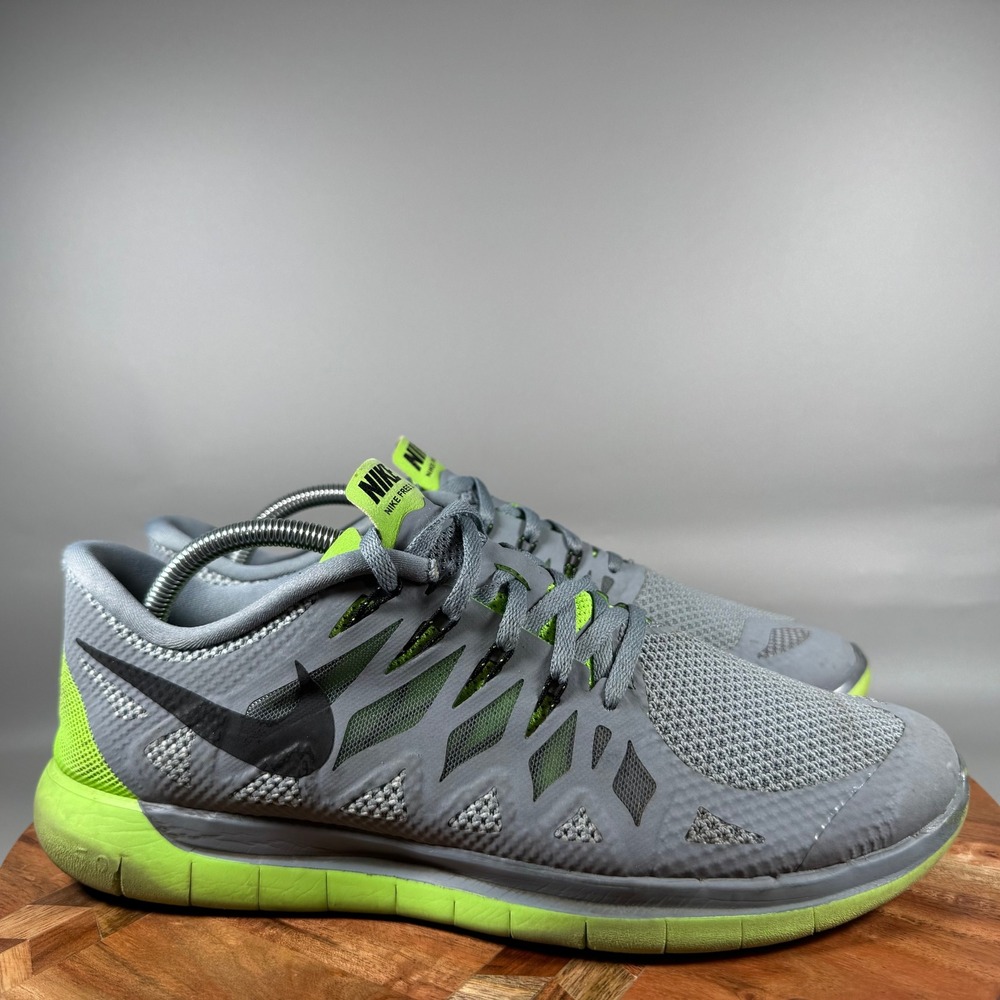 Nike Free 5.0 Mens Running Shoes Wolf Grey Electric Green 642198-003 Size 11